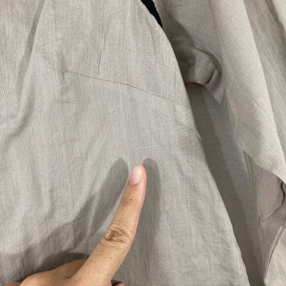 Gretchen Scott Gray Black 3/4 Sleeve Cotton Button Down XL Minimalist - Picture 9 of 12